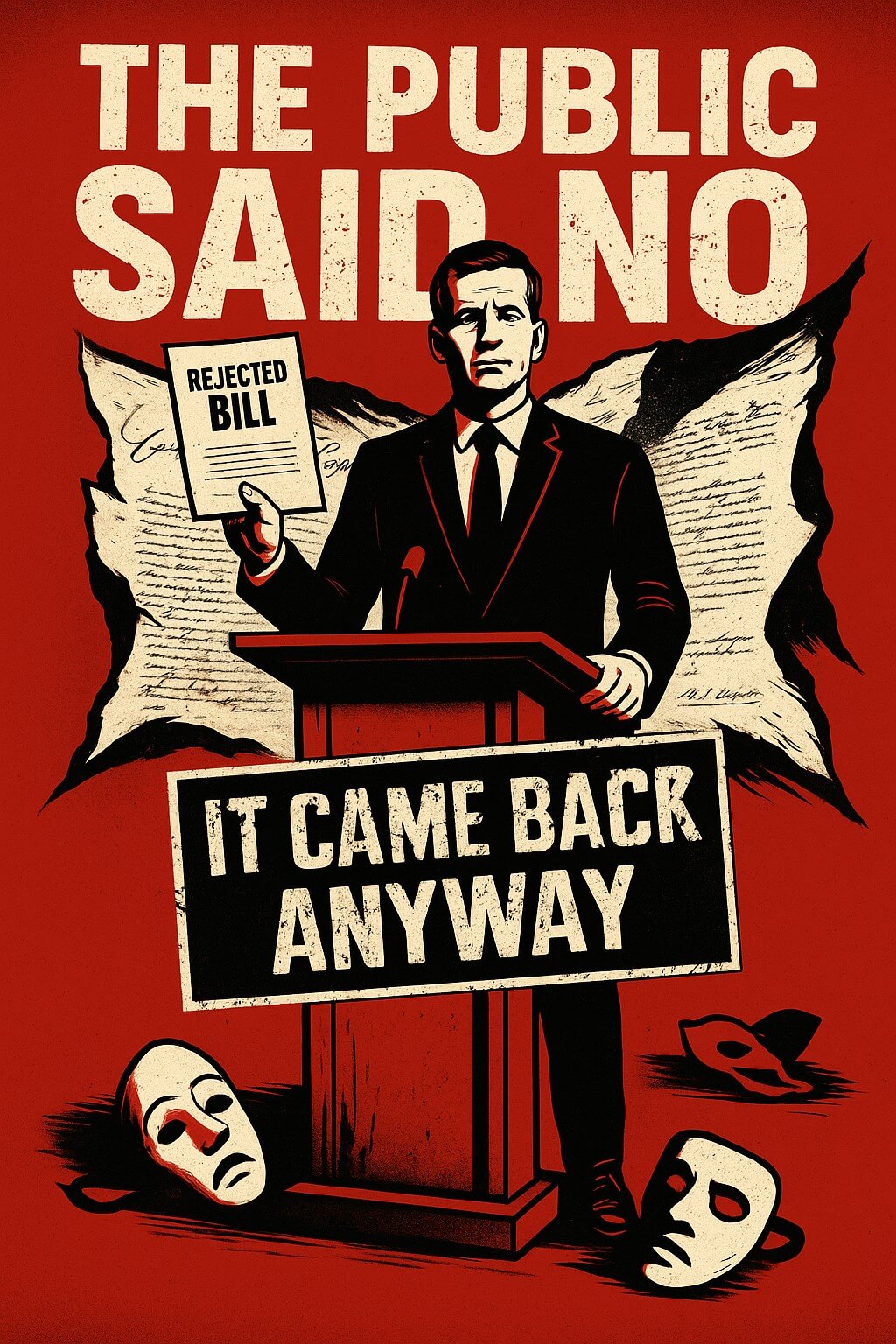 Illustration suggesting a rejected bill returning in altered form
